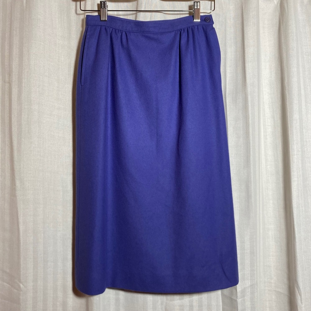 Vintage Pendleton Petite Purple Wool Midi Skirt High Waist Pencil Made in‎ USA